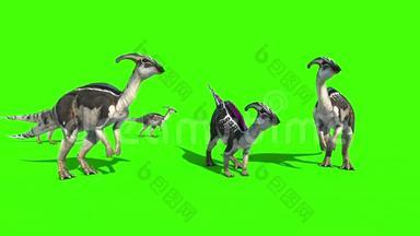 侏罗纪世界恐龙绿屏3D渲染动画